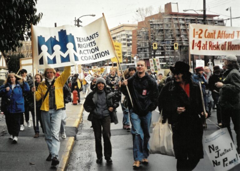 Members of TRAC marching for tenants' rights